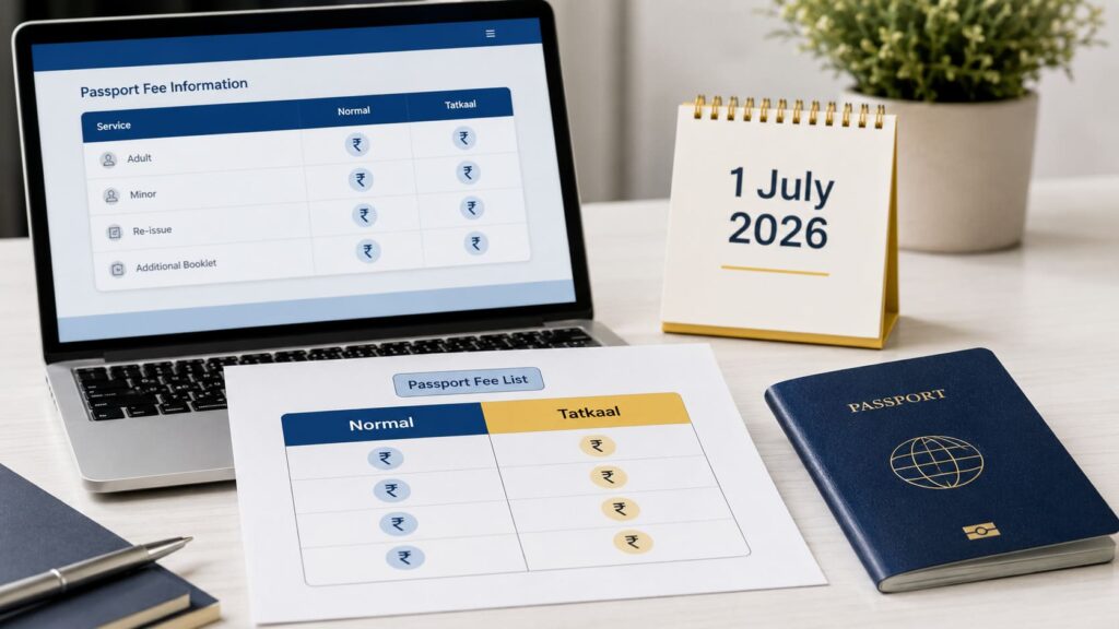 New Indian Passport Fees from 1 July 2026: Normal and Tatkaal Fee List